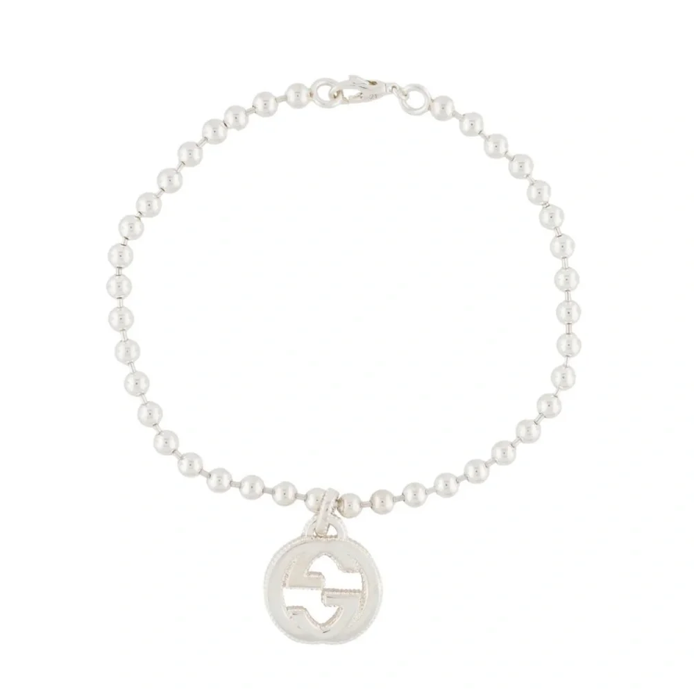 Gucci Silver Charm Bracelet with Beaded Elegance